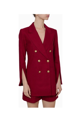 Alice And Olivia Campbell Yırtmaç Kollu Tailored Blazer Koyu Kırmızı