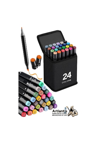 Eskiz Defteri A4 50 Yaprak 100 Gr 1 Adet 24 Renk Çift Taraflı Marker Kalem 24 Adet Touch Çift Uçlu