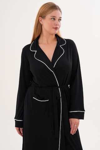 Mecit Pijama Mecit 6309 Siyah Kadın Uzun Sabahlık