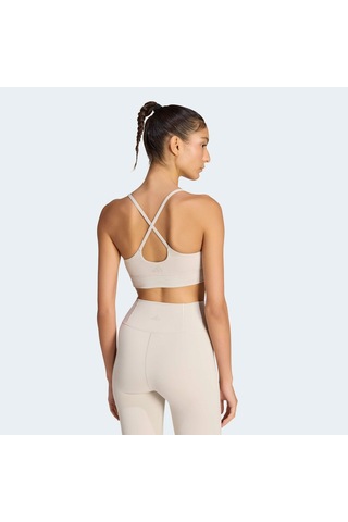 Adidas All Me Light Support Rib Long Line Kadın Bej Antrenman Bra Jz4959