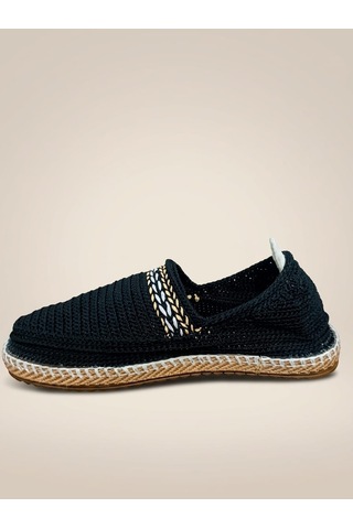 Orifkozmo %100 El Yapımı El Örgüsü Erkek Espadril & Hafif Casual Yazlık Ayakkabı Siyah