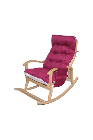 Mobildeco Erciyes Bordo/Krem Çift Renkli Cepli Sallanan Sandalye Ceviz