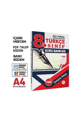 2027 8.Sınıf LGS MEB 3lü SET( Matematik-Fen-Türkçe) Soru Bankası Seti Renkli Baskı A4 BASKI ÜCRETİ