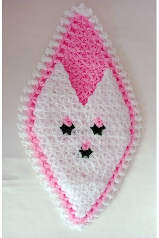 El Örgüsü Çiçekli Üçgen Banyo Lifi Beyaz - Pembe