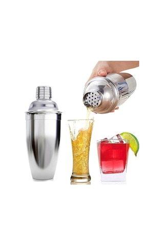 Komple Çelik 500ml Shaker Kokteyl Hazırlama Kabı Bardağı cin344
