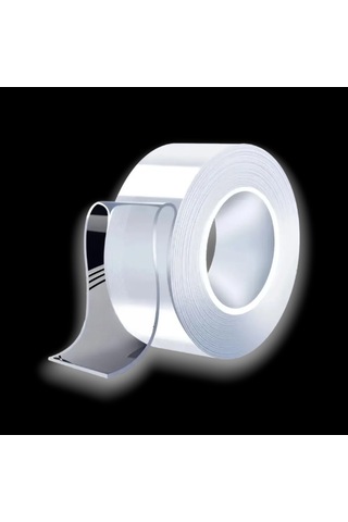 Ultra Güçlü Çift Taraflı Nano Bant 2 Metre X 3 Cm Şeffaf Yapışkanlı Silikon Bant