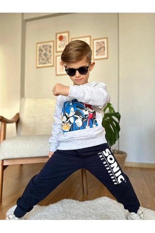 Koçak Kids Yeni Sezon Sonic Desenli Gri Renk Erkek Çocuk Eşofman Takım Gri