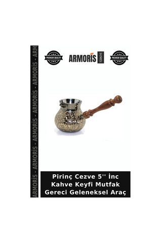 Pirinç Cezve 5'' İnc Kahve Keyfi Mutfak Gereci Geleneksel Araç Çok Renkli