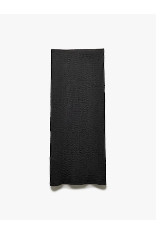 Koton Standart Bel Slim Fit Dokulu Midi Boy Kalem Etek Antrasit 5sak10084ek Antrasit