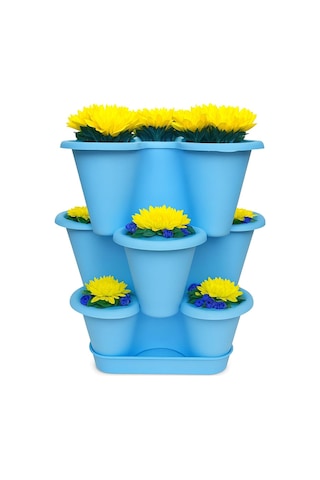 3 Katlı Şanslı Yonca Tasarımlı Dekoratif Saksı Seti, 26.5 X 26.5 Cm, Çiçek Ve Bitki Sebze Yetiştirme Sku: Smg8690010006134