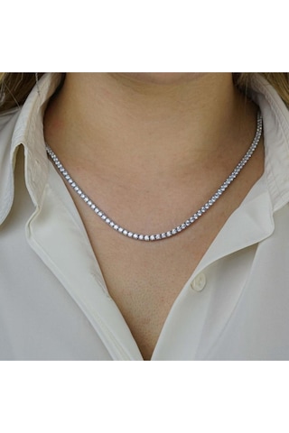 Modagümüşevi Pırlanta Tasarımlı Yuvarlak 925 Ayar Gümüş Su Yolu Kolye 3.5 Mm