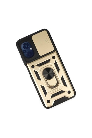 Xiaomi Poco M5 Uyumlu Kılıf Pars Lens Yüzüklü Silikon - Gold
