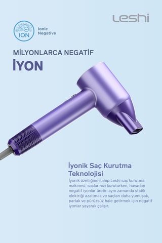Akıllı-negatif İonizerli Saç Kurutma Makinesi-4 Mod Isı Ayarlı, Dijital Isı Göstergeli, Led Işıklı
