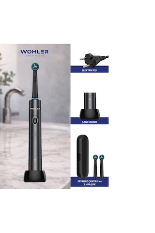 Wohler Değiştirilebilir Başlıklı Şarj Edilebilir Elektrikli Diş Fırçası - Siyah Şarjlı