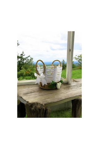 Hasır Makyaj Organizer Sepet Takı Kutusu El Yapımı Komodin Banyo Düzenleyici Beyaz