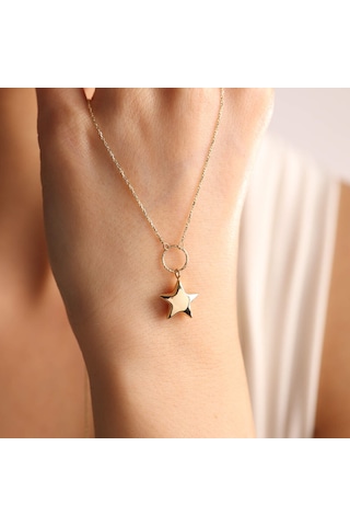 14 Ayar Altın Choker Kolye Yıldız Form