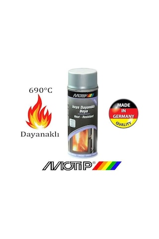 Motip Gümüş Gri 690 Derece Isıya Dayanıklı Yanmaz Sprey Boya 400 Ml