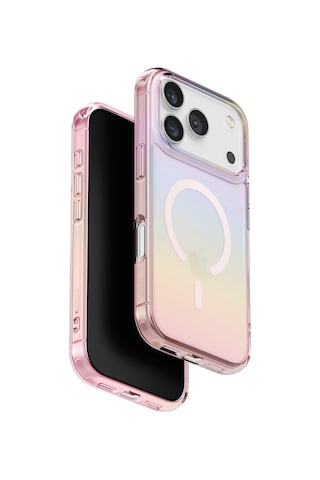Apple Uyumlu iPhone  17 Pro Max Kapak Holografik Renk Değiştiren Koruyucu Kılıf Magclick Polikarbonat Malzeme Pembe