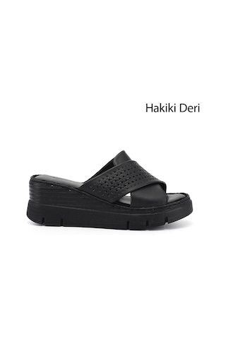 Gönderi(R) Gönderi R Kadın Siyah Dolgu Topuklu Hakiki Deri Terlik Dyza72745525