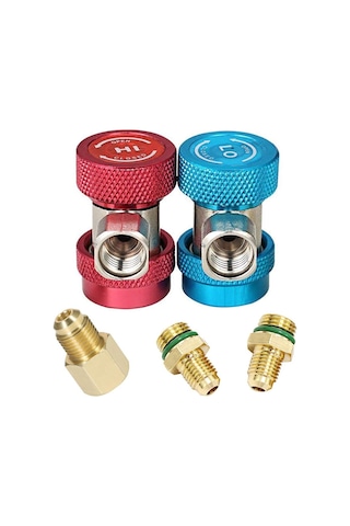 Ayarlanabilir R134a Hızlı Bağlayıcı Yüksek Düşük Dönüşüm Adaptör Bağlantıları, Soğutucu Tank Adaptör Kiti