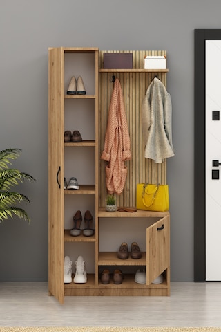 Lora Portmanto Tek Kapılı Vestiyer Ayakkabılık Meşe Meşe