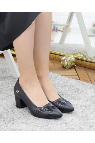 Nesilshoes Nesil Shoes Desca 616 Siyah Topuklu Kadın Ayakkabı
