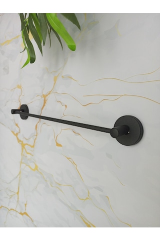 Yapışkanlı Banyo Aksesuar Seti 3 Lü Banyo Köşeliği Eko-uzun Havluluk-tuvalet Kağıtlığı-bornozluk Siyah