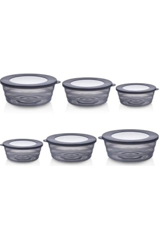 Flosoft Kapaklı Füme Saklama Kabı, Kase Çerezlik Kahvaltılık 3 Boy 6 Lı Set 2x 400ml,700ml,1100ml 6 Adet Füme