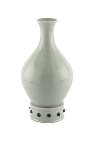 Mikasa Moor Yeşil Noktalı Porselen Vazo 18x34cm Beyaz