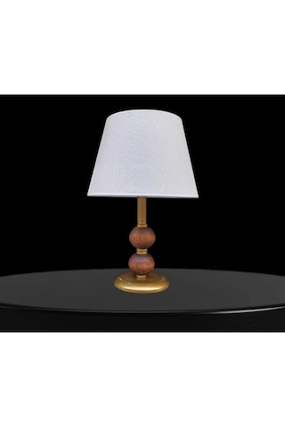 Dual Eskitme Abajur Çift Top Ahşaplı Krem Şapkalı Haki