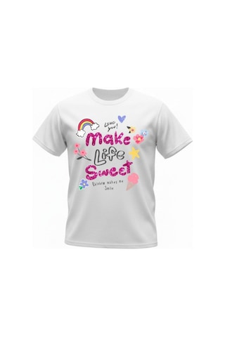 Urbantrendstore Unisex Sweet Yazlık Love Beyaz Tshirt Oversize Fit Rahat Geniş Salaş T-shirt Günlük Tişört