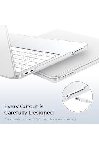 Macbook İle Uyumlu Şeffaf Kapak Kılıf Neo 13 İnç A3404 İçin Tasalanmış, Şeffaf Parlak Premium Sert Koruyucu Kapak, Hava Kanallı Kaydırmaz Tabanlı Tam Koruma Kılıf Belirtilmemiş