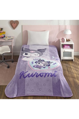 Taç Lisanslı Tek Kişilik Çocuk Battaniye 160x220 -kuromi Fun Lila