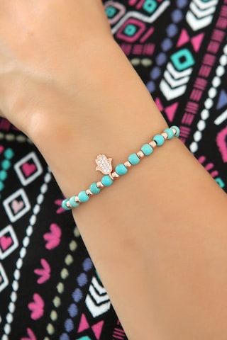 Azuris 925 Ayar Gümüş Firuze Taşlı Fatma Eli Bileklik