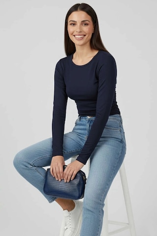 Yanı Büzgülü Bluz Lacivert T4322 Lacivert