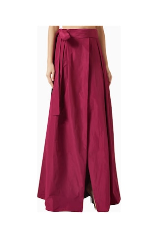 Pinko Belted Maxi Skirt Lüks, Taffeta Etek Tonal Kemer Detaylı Kırmızı