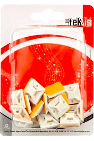 Tek-iş Plastik Kablo Bağı Klipsi Cırt Kelepçe Tutucu Yapışkanlı 19 X 19 Mm 50 Adet