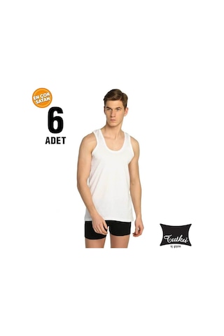 Tutku Erkek 6 'lı Atlet 0101 Beyaz