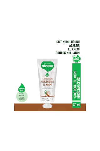 Siveno %100 Doğal El ve Vücut Kremi Hindistan Cevizi Avokado Yoğun Nemlendirici Onarıcı Vegan 50 ML