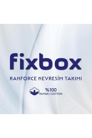 Cotton Box Fixbox Ranforce Çift Kişilik Çarşafı Lastikli Nevresim Takımı Linea Pudra Pudra