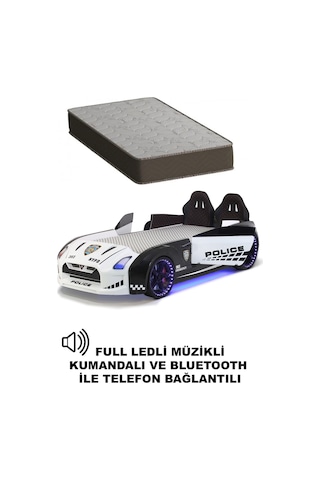 Polis Arabalı Yatak Kapıları Açılan Gtr Full Ledli Kumandalı Ve Müzikli + Ortopedik Yatak Polis Arabalı Yatak Kapıları Açılan Gtr Full Ledli Kumandalı Ve Müzikli + Ortopedik Yatak