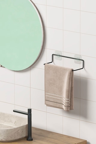 Zabata Yapışkanlı Havluluk Siyah Havlu Askısı Metal Havlu Tutacağı Banyo Mutfak Havluluğu Minimal Tasarım Siyah