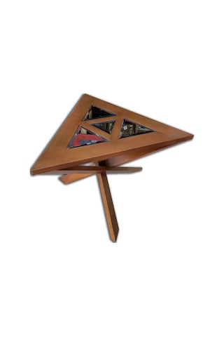 Orta Sehpa-Zigon YONCA Model Geometrik Ceviz Kayın torna Retro Ayak Mdf tabla El Yapım
