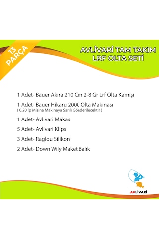 Bauer Akira 210 Cm 2-8 Gr Lrf Olta Seti - Bauer Hikaru 200 Olta Makinası Tam Takım Hobi Usta Lrf Olta Seti-9609