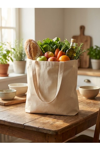 Doğal Renk Ham Bez Bez Çanta 35x40 Cm Çok Amaçlı Taşıma Ve Alışveriş Çantası Bej