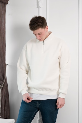 Yarım Fermuarlı Dik Yaka 3 İplik İçi Polarlı Oversize Kışlık Sweatshirt 001