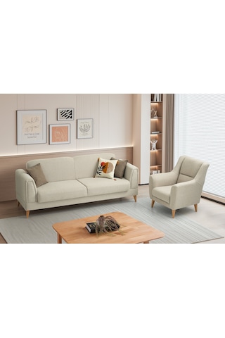 Gürün Ahşap Ayaklı Beyaz Berjer Beyaz