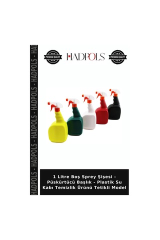 1 Litre Boş Sprey Şişesi - Püskürtücü Başlık - Plastik Su Kabı Temizlik Ürünü Tetikli Model