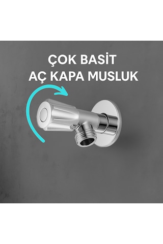 Aç Kapa Taharet Musluğu 1/2 - Dayanıklı Pirinç Gövde, Su Tasarruflu Ve Uzun Ömürlü Gri