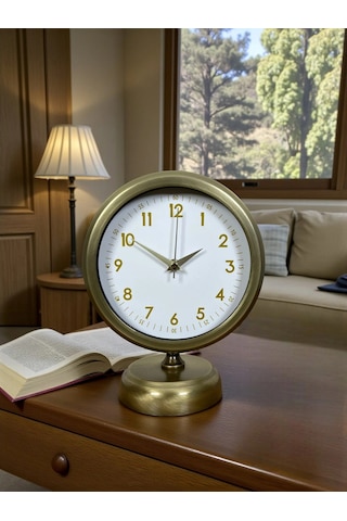 Vintage Luxury 25 X 20 Cm Eskitme Metal Masa Saati Çok Renkli